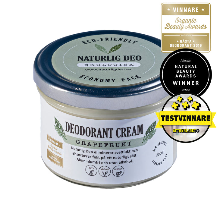 Naturlig Deo Ekologisk Deodorant Cream 200ml - Grapefrukt