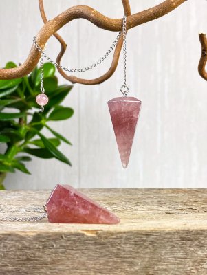 Andekvarts JORDGUBBSKVARTS PENDEL KON- KRISTALL